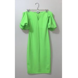 Fashion Nova Neon Green Off the Shoulder Dress